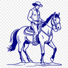 Lone Rider on Open Range A lone cowboy riding a horse through the open range.