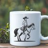 Cowboy on Horseback A cowboy riding a horse in an open range setting.
