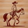 A digital illustration of a cowboy riding a horse, suitable for vector graphic designs and crafts.