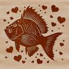 Adorable Crappie with Loving Hearts Surrounding It Illustrated image of a crappie fish with love hearts surrounding it.