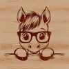Horse Silhouette with Spectacles A horse wearing glasses in a simple vector design format.