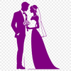 Love in Bloom SVG Image A bride and groom standing together on a background with flowers and leaves.