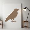A detailed illustration of a Crow in silhouette.