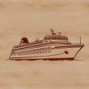 Nautical Getaway Cruise Ship Icon Illustration of a large cruise ship sailing on calm waters, suitable for vector design and cutting machine use.