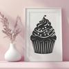 Layered Cupcake Design Graphics A single serving cupcake with layered design elements and decorations.