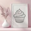 Cute Cupcake Clip Art Image Illustrated cupcake design for graphic use, created as a vector SVG file.