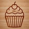 Classic Cupcake Clip Art An editable vector design of a classic dessert with frosting and decorations.
