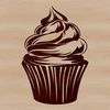 Beautiful Cupcake SVG Icon A small, decorated cupcake with frosting and sprinkles on top.