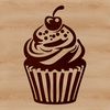 A simple illustration of a cupcake with frosting and sprinkles, ideal for graphic design and digital crafting.
