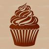 Colorful Baked Treat Design A digital illustration of a single layer cupcake with colorful frosting and decorations.
