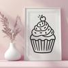 Delicate Cupcake Illustration Simple illustration of a cupcake as vector art for design and crafting purposes.