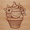 A single cupcake with floral decorations on top, designed as a vector graphic.