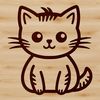 A simple line drawing of a cat sitting on its haunches, suitable for use as vector art in graphic design projects.