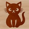 A simple line drawing of a cute cat sitting on its haunches, suitable for personal or commercial vector art designs.