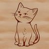 Cute Kitten Illustration A small, adorable domestic cat sitting on the floor, illustration in vector format.
