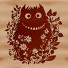 A colorful illustration of a cute monster amidst floral elements, perfect for Halloween decorations or designs.