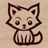 Line Drawn Friends Collection A simple line drawing of a sitting fox with endearing features.
