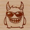 A colorful illustration of a cute monster character in various Halloween-themed attire.