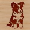 A vector illustration of a seated Shetland Sheepdog breed dog.