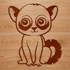 A simple line drawing of a cute wild animal, specifically a lemur.