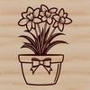 Daffodil in a Ceramic Pot A single daffodil plant growing in a ceramic flower pot.
