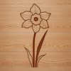 A simple vector illustration of a single daffodil flower with trumpet-shaped petals and a yellow center.