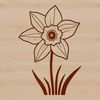 Free Clip Art Daffodil Design An SVG representation of a single daffodil plant with yellow trumpet-shaped blooms and green leaves.