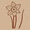 Stylized Flower in Garden A stylized illustration of a daffodil flower in a natural setting.