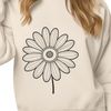 A stylized illustration of a daisy flower in a clean and minimalist design.