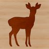 A simple outline illustration of a deer in a natural setting.