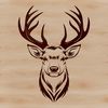 Detailed Wild Animal SVG Image A close-up of a deer's head with antlers and detailed facial features.
