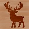 A stylized illustration of a reindeer in profile, suitable for vector graphics and commercial use.
