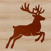 A cartoon reindeer with antlers and a bright red nose, suitable for Christmas decorations or festive designs.