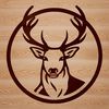 Antlered Animal Portrait A detailed illustration of a deer's head with intricate antlers and facial features.