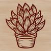 A vector design of a single stemmed succulent plant with rosettes of green leaves.