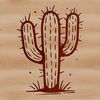 A graphic representation of a desert plant with sharp spines and waxy stems, designed as clip art.