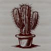 Cactus Silhouette Art A stylized illustration of a cactus plant with sharp spines and rounded body.