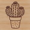 Waxy Stem Cactus Vector Art A detailed illustration of a cactus plant with thick waxy stems and sharp spines, suitable for vector art projects.