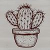A stylized illustration of a prickly desert plant with sharp spines, suitable for vector art designs.