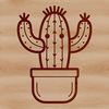 Prickly Desert Plant Outline An outline drawing of a desert-dwelling succulent plant, featuring characteristic fleshy segments and protective thorns.
