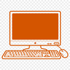 Vector Computer Illustration Computer desktop with keyboard and monitor, illustrated in vector format for easy editing.