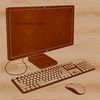 Modern Computer Desk Setup A digital computer with a keyboard and desktop setup.