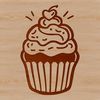 Free SVG Dessert Design A small, decorated cupcake on a flat surface, suitable for digital design.