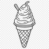 A colorful illustration of a cone with two scoops of ice cream.