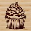 A colorful illustration of a cupcake with frosting and decorations, created as a vector graphic for digital use.