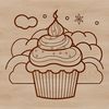 A digital vector design of a solo dessert cupcake featuring a sweet treat topped with creamy icing and decorations.