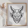 Horned Figure Illustration A stylized illustration of a devilish figure with horns and flames.