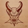 Demonic Halloween Design A digital illustration of the devil in a demonic pose, suitable for Halloween-themed designs and crafts.