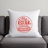 A collection of humorous sayings about food and diet in a clean vector format.