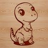 A simplified illustration of a baby Tyrannosaurus Rex in prehistoric landscape
